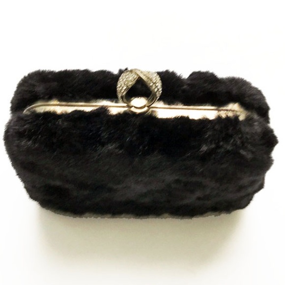 RARE JNB Diamond Ring Knuckle Faux Fur Clutch - Picture 4 of 7